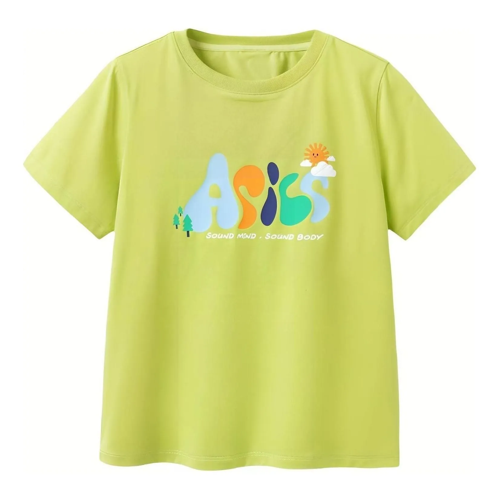 (GS) ASICS Graphic Logo Print T-shirt 'Green' 332241173084 sold by KicksCrew