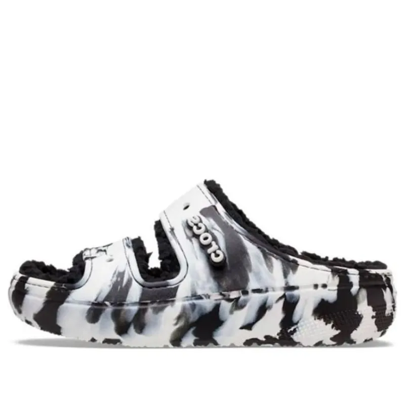 Crocs Classic Cozzzy Marbled Sandals 'Black White' 207907 sold by KicksCrew