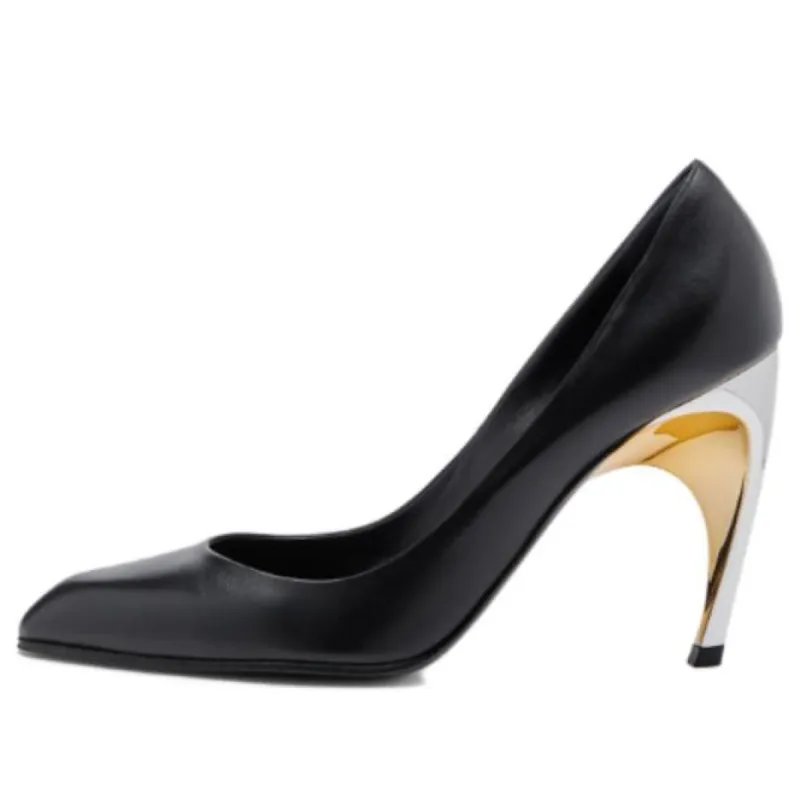 (WMNS) Alexander McQueen Armadillo Leather Pumps 'Black Silver' 780683WIEX21399 sold by KicksCrew