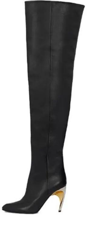 (WMNS) Alexander McQueen Armadillo Thigh-high Boots 'Black Silver' 780672WIEG21399 sold by KicksCrew