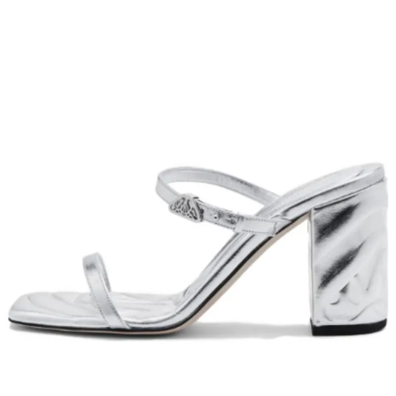 (WMNS) Alexander McQueen Metallic Leather Sandals 'Silver' 780711WIF118100 sold by KicksCrew