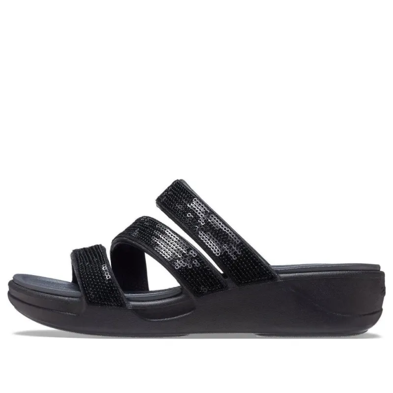 (WMNS) Crocs Boca Strappy Wedge Sandals 'Black' 207645-001 sold by KicksCrew