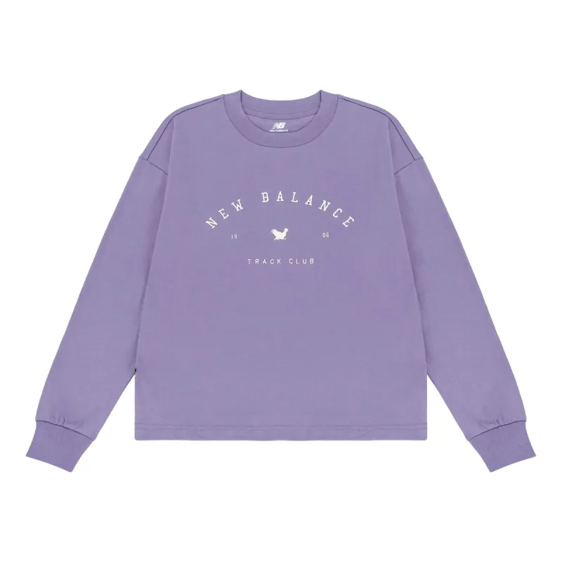 (WMNS) New Balance Logo Long Sleeve Sweatshirt 'Light Purple' WT23558-MCY sold by KicksCrew