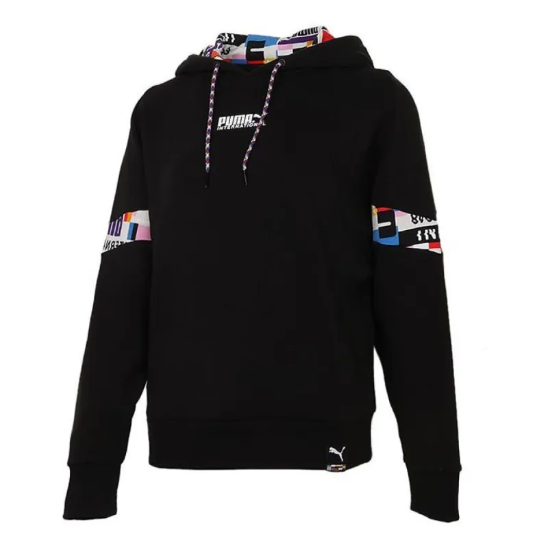 (WMNS) Puma International Hoodie 'Black White' 531351-01 sold by KicksCrew