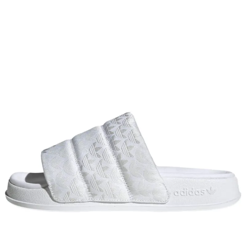(WMNS) adidas Adilette Essential Slides 'Trefoil Monogram - White' HQ6070 sold by KicksCrew