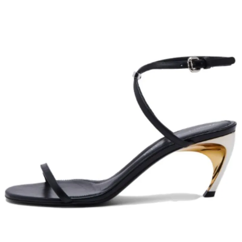 (WMNS) Alexander McQueen Armadillo Metallic Faux-leather Sandals 'Black' 781353WIEX51399 sold by KicksCrew