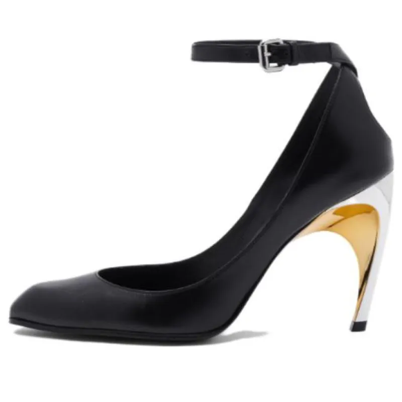 (WMNS) Alexander McQueen Armadillo 95 Leather Ankle Strap Pumps 'Black' 780679WIEX21399 sold by KicksCrew