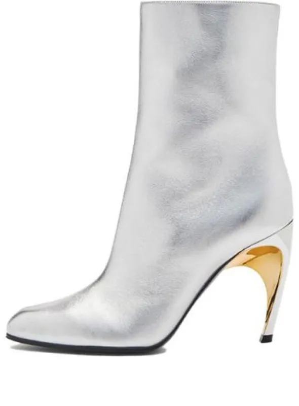 (WMNS) Alexander McQueen Armadillo Side-zipped Ankle Boots 'Silver' 780677WIF218369 sold by KicksCrew