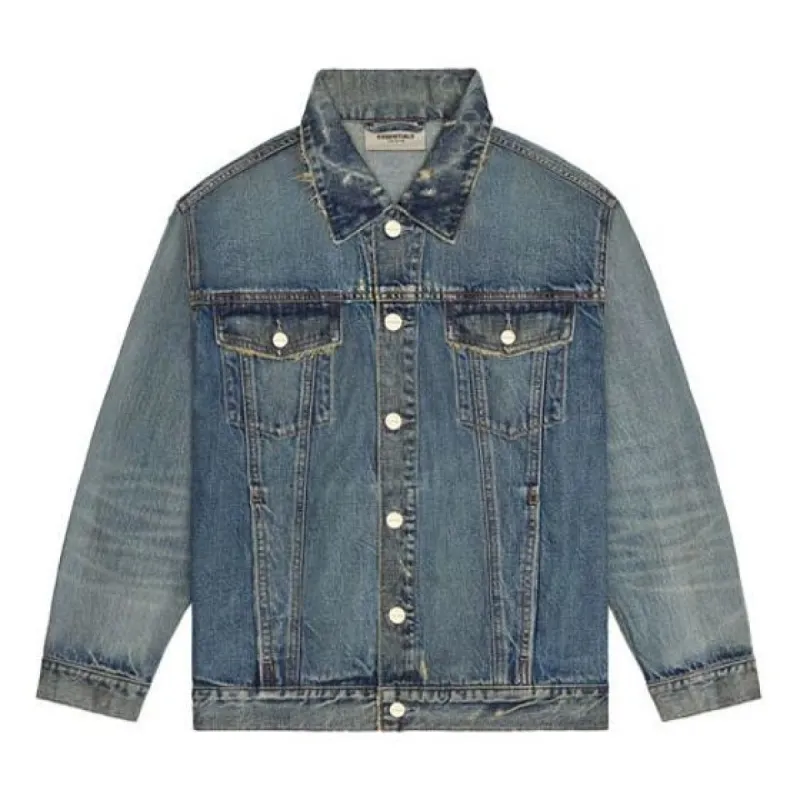 Fear of God Essentials FW20 Light Denim Trucker Jacket 'Dark Blue' FOG-FW20-364 sold by KicksCrew
