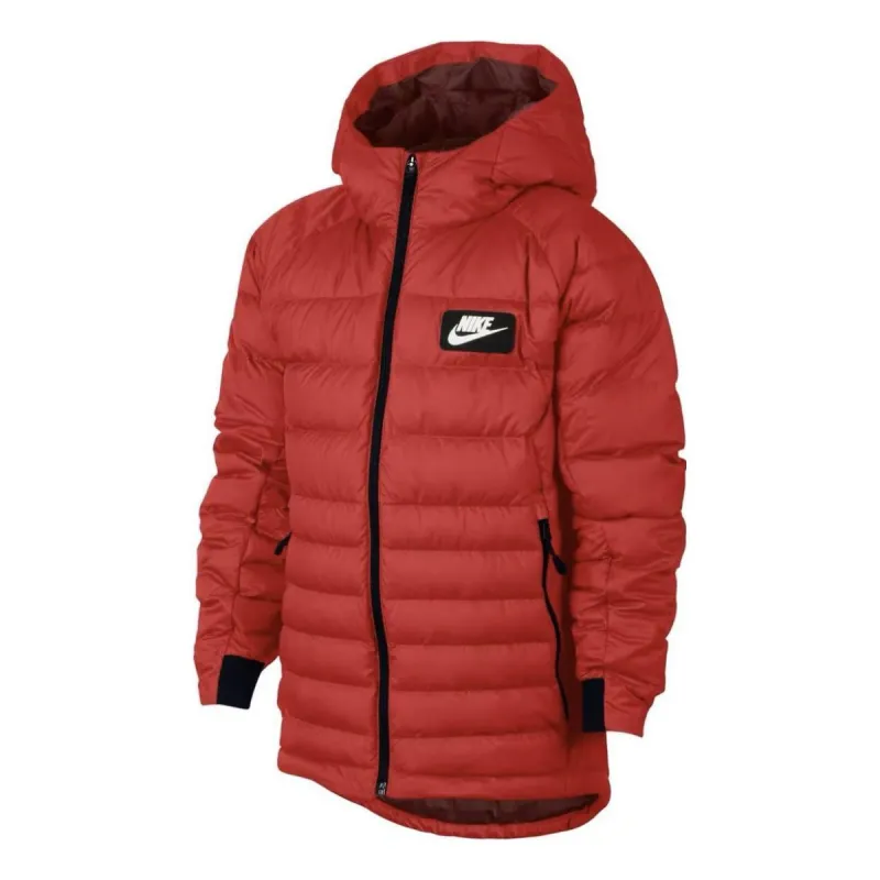 (PS) Nike Logo Hooded Down Jacket 'Red' 856080-657 sold by KicksCrew