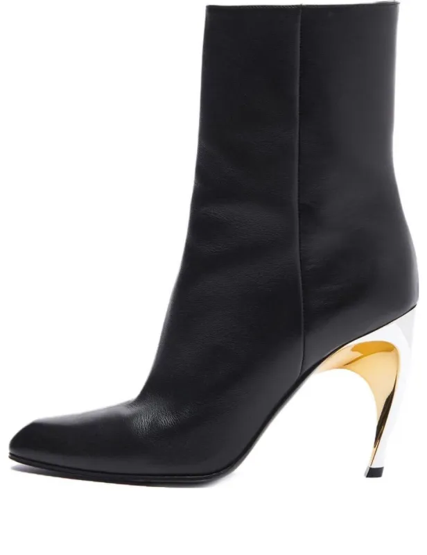 (WMNS) Alexander McQueen Armadillo Leather Ankle Boots 'Black Silver' 780676WIEG21399 sold by KicksCrew