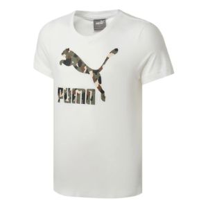 Puma Logo Graphic T-Shirt 'White Green Black' 588012-02 sold by KicksCrew