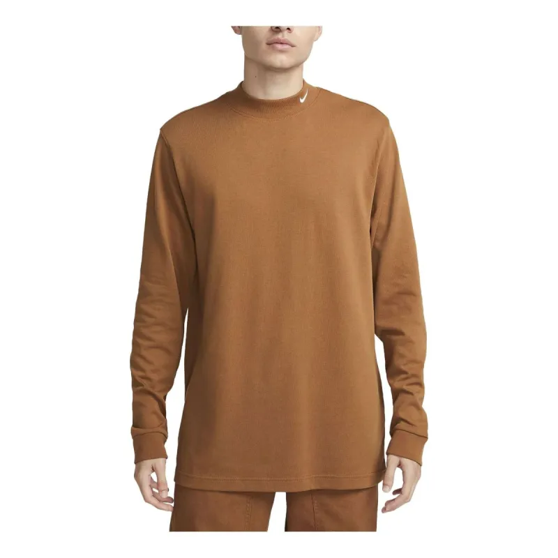 Nike Life Long-Sleeve Mock-Neck T-shirt 'Brown' DX5868-270 sold by KicksCrew