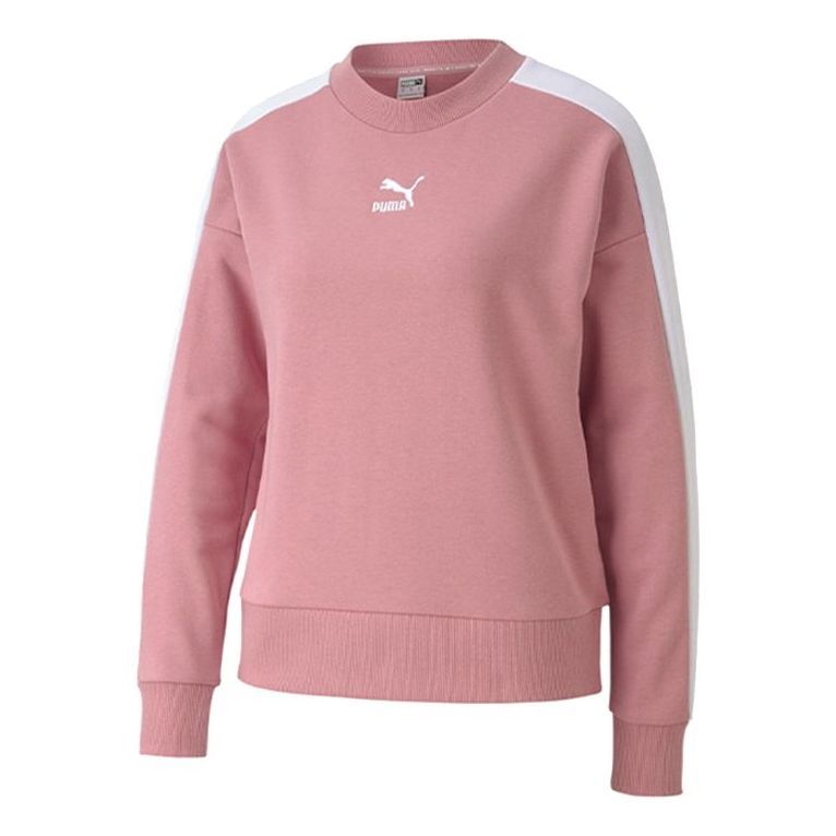 (WMNS) Puma Classics T7 Crewneck Sweatshirt 'Pink White' 599226-16 sold by KicksCrew