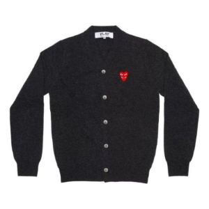 COMME des GARCONS PLAY Cardigan Red Emblem 'Grey' AZ-N076-051-2 sold by KicksCrew
