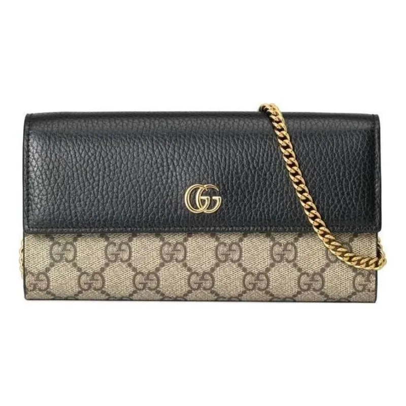 (WMNS) Gucci GG Marmont Chain Wallet 'Beige Ebony' 546585-17WAG-1283 sold by KicksCrew