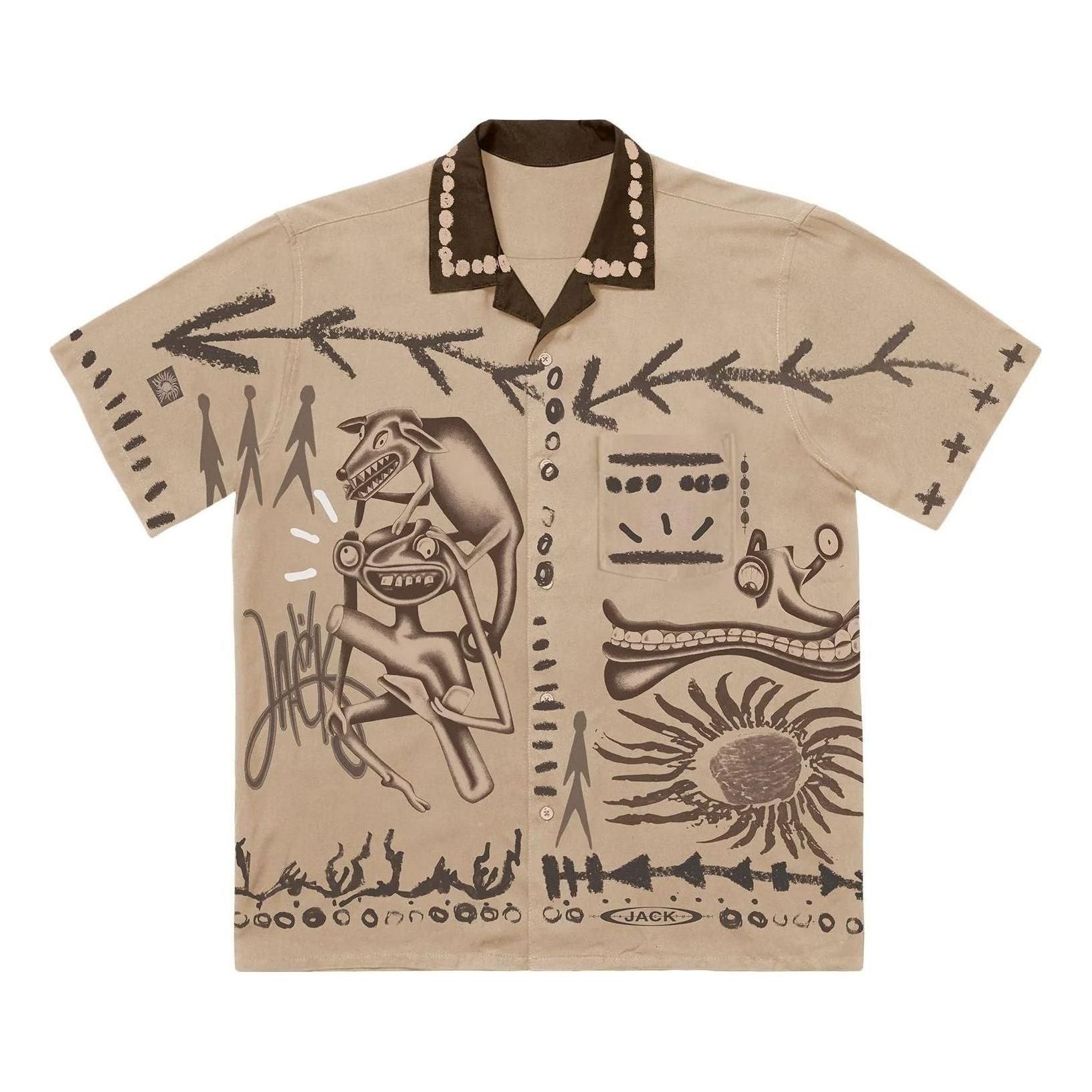 Travis Scott Cactus Jack FW22 Painter's Button Up Shirt 'Tan' CJFN-SS82 sold by KicksCrew