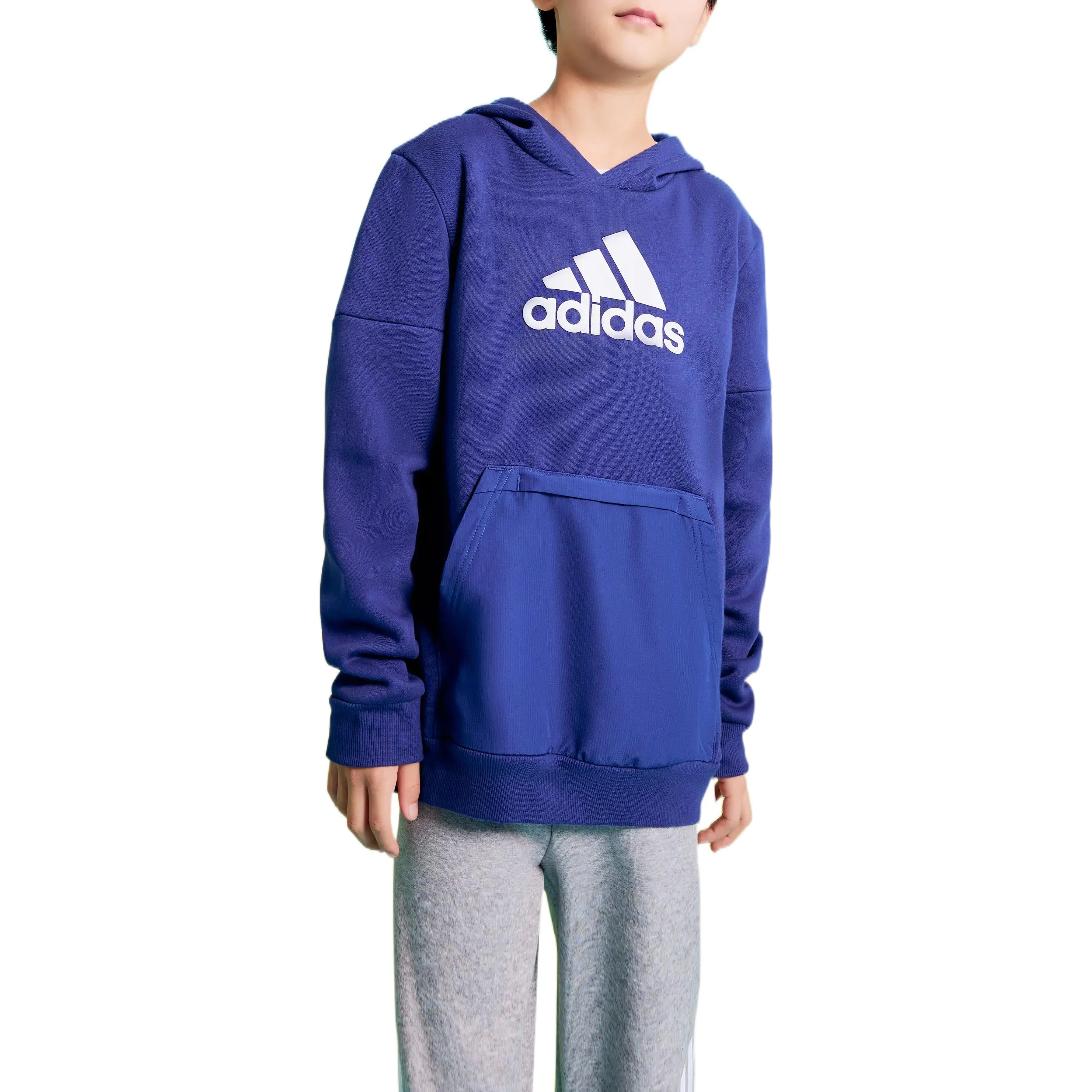 (GS) adidas Badge Of Sport Fleece Hoodie 'Blue White' H10253 sold by KicksCrew product image thumbnail 2