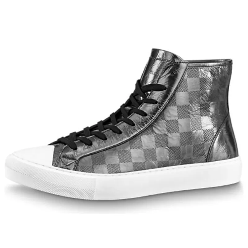 LOUIS VUITTON Tattoo Ankle Sneakers 'Silver Plaid Monogram' 1A90F1 sold by KicksCrew