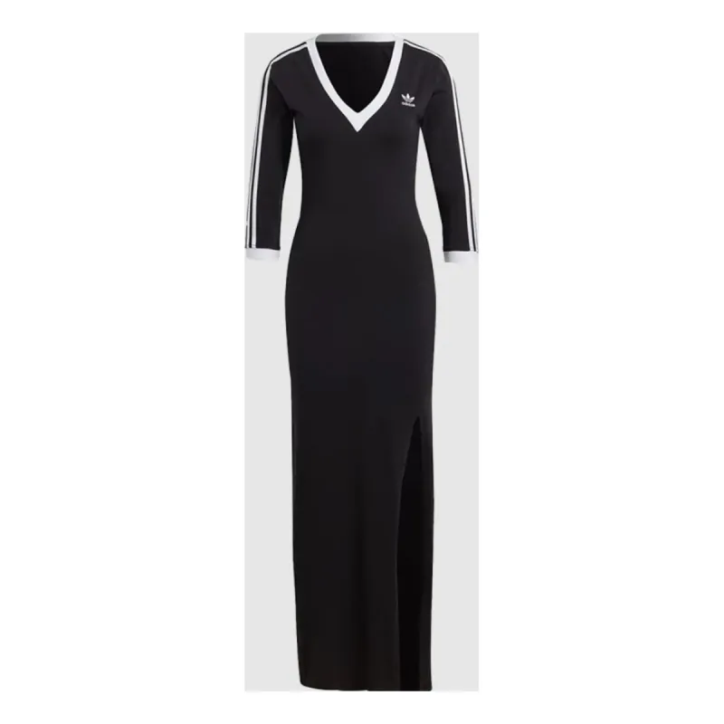 (WMNS) adidas Adicolor Classics 3-Stripes Maxi Dress 'Black White' IK0439 sold by KicksCrew