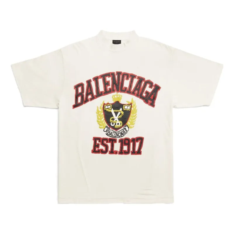 Balenciaga Est. 1917 Crest Logo T-shirt 'White' 739784TOVK19012 sold by KicksCrew