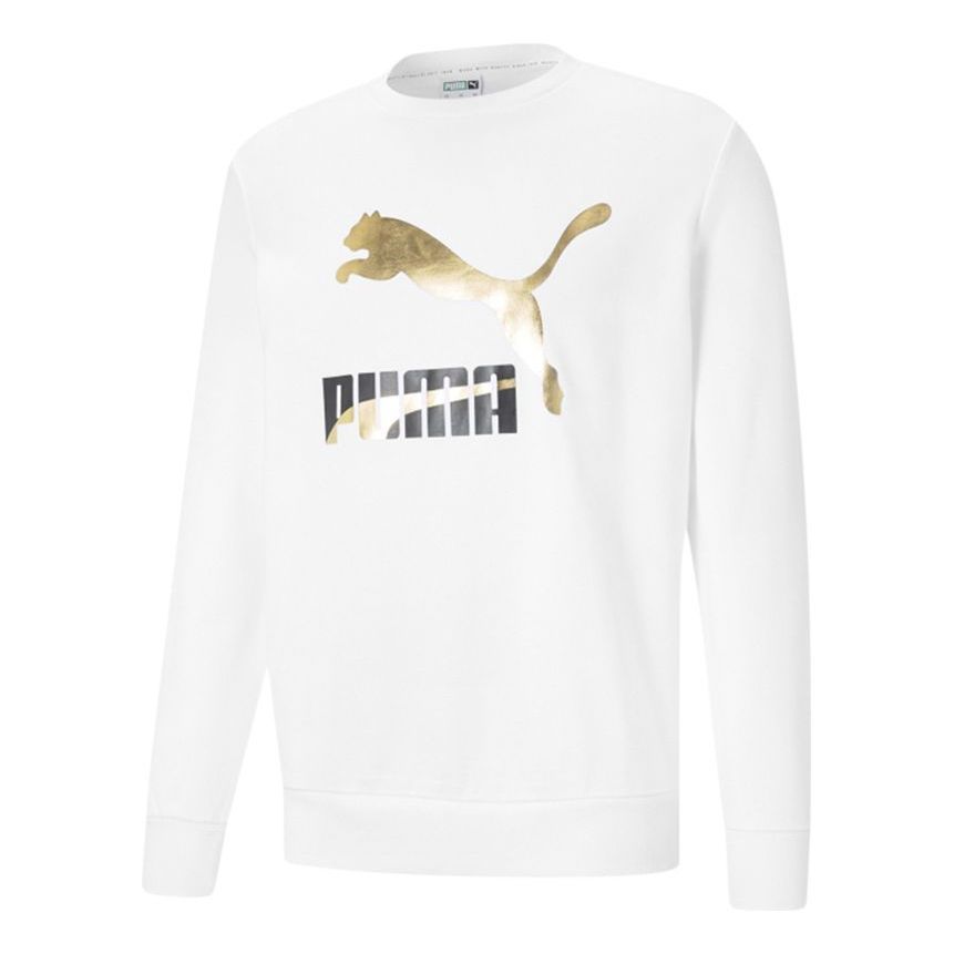 Puma Archive Metallic Logo Sweater 'White Gold' 531367-02 sold by KicksCrew
