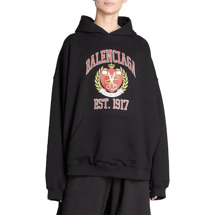 Balenciaga Est. 1917 College Logo Print Hoodie Wide Fit 'Black' 675003TLV901076 sold by KicksCrew product image thumbnail 3