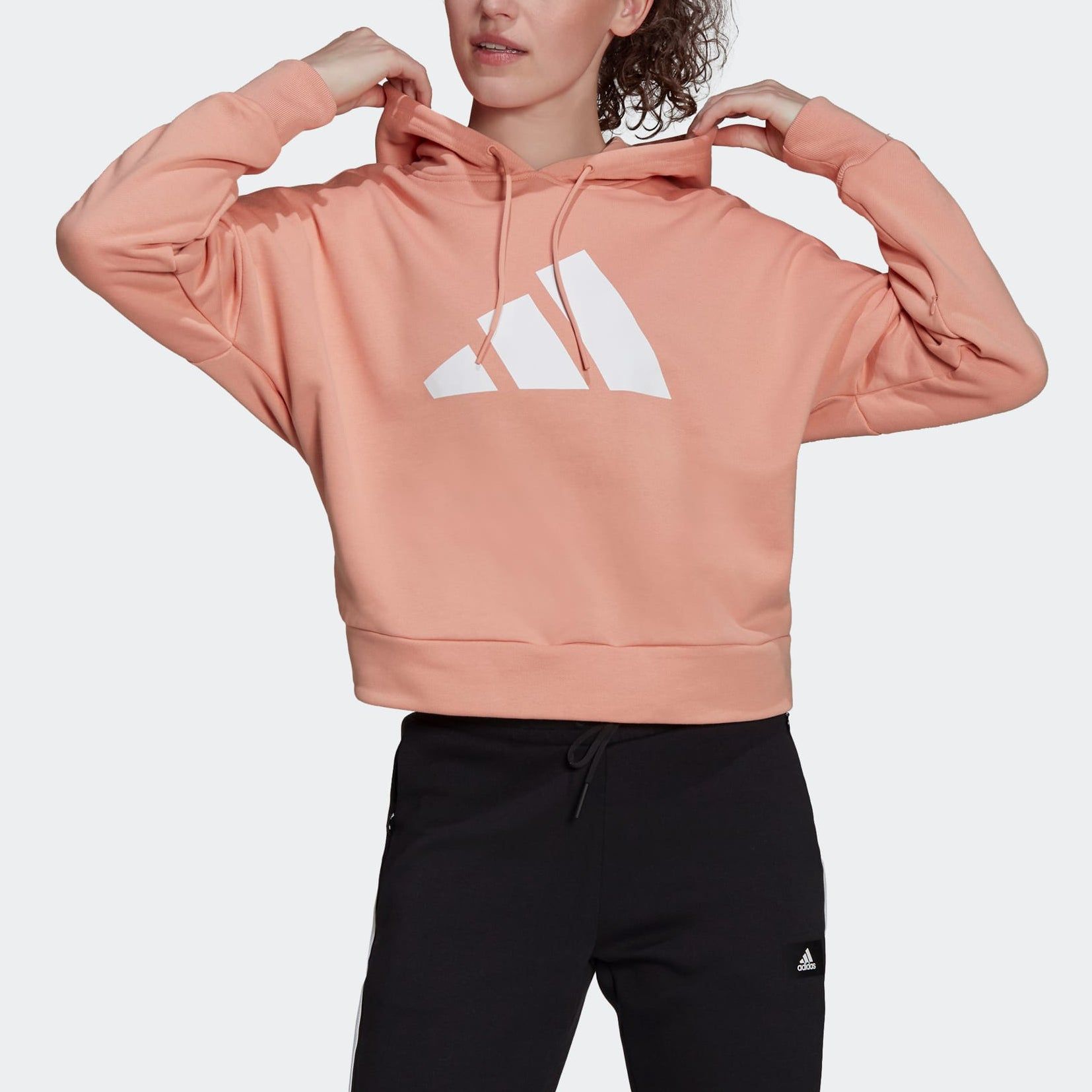 (WMNS) adidas Future Icons Logo Hoodie 'Pink' H24082 sold by KicksCrew product image thumbnail 2