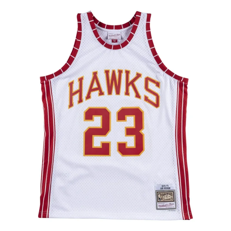 Mitchell & Ness x NBA Atlanta Hawks 1972-73 Swingman Jersey 'Lou Hudson 23' SMJYCP19249-AHAWHIT72LHU sold by KicksCrew
