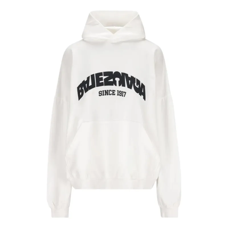 Balenciaga Back Flip Round Hoodie Oversized 'White Black' 761458TPVG19040 sold by KicksCrew