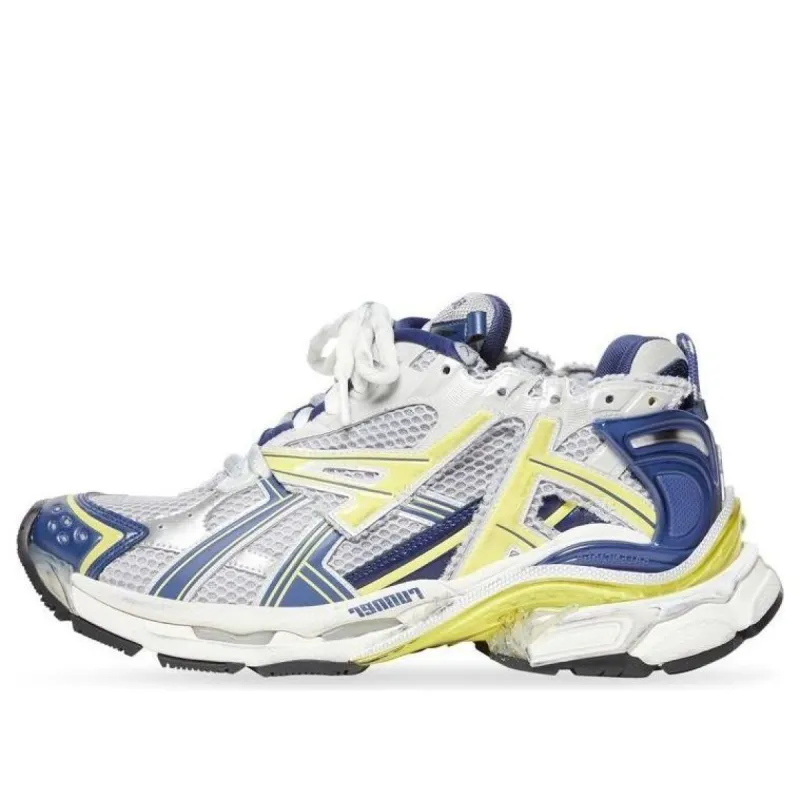 Balenciaga Runner Sneakers 'White Blue Yellow Mesh and Nylon' 677403W3RB59174 sold by KicksCrew