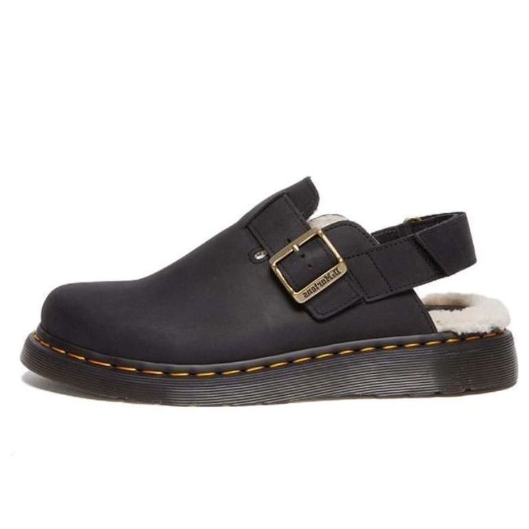 (WMNS) Dr.Martens Jorge II Faux Fur Lined Nubuck Slingback Mules 'Black' 31264001 sold by KicksCrew