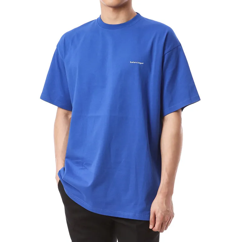 Balenciaga Small Logo Print Cotton T-Shirt 'Blue' 556150TBV438077 sold by KicksCrew product image thumbnail 4