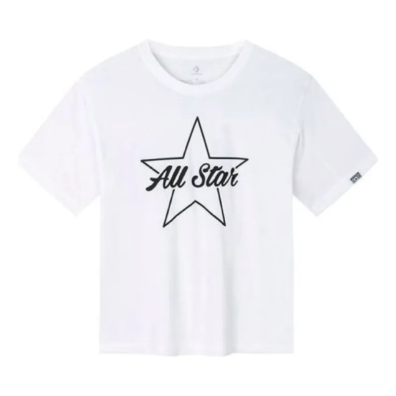 (GS) Converse Logo Printed T-Shirt 'White Black' CV2422028GS-001 sold by KicksCrew
