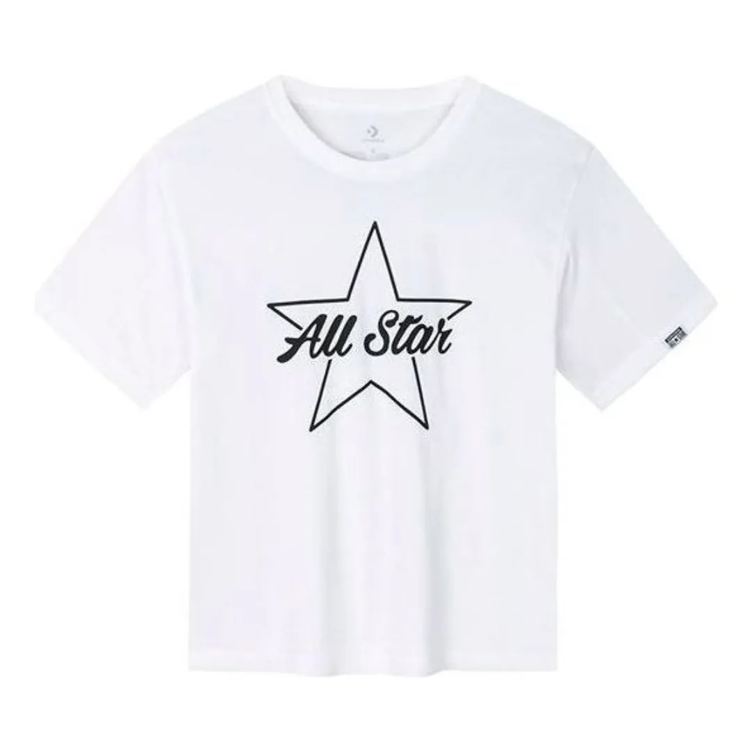 (GS) Converse Logo Printed T-Shirt 'White Black' CV2422028GS-001 sold by KicksCrew