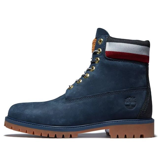 Timberland 6 Inch Heritage Cupsole Boots 'Navy Nubuck with Red' A2M59019 sold by KicksCrew