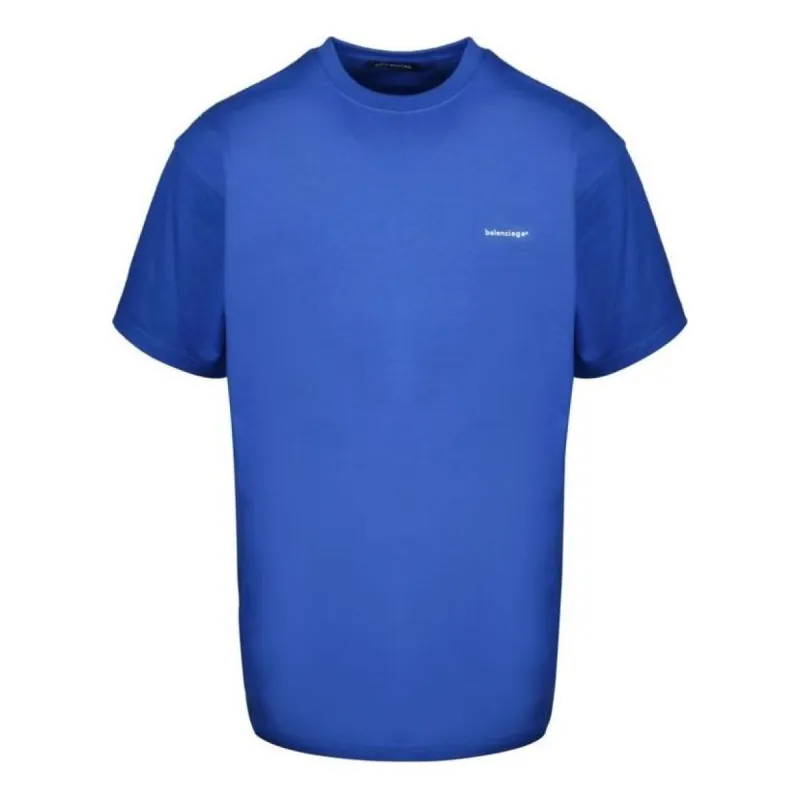Balenciaga Small Logo Print Cotton T-Shirt 'Blue' 556150TBV438077 sold by KicksCrew