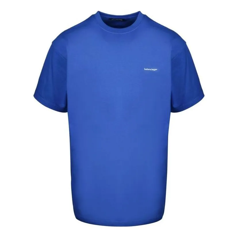 Balenciaga Small Logo Print Cotton T-Shirt 'Blue' 556150TBV438077 sold by KicksCrew