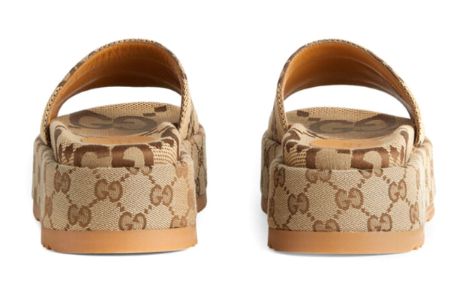 (WMNS) Gucci GG Lame Platform Slide Sandal 'Camel Monogram' 623212-UKO00-2580 sold by KicksCrew