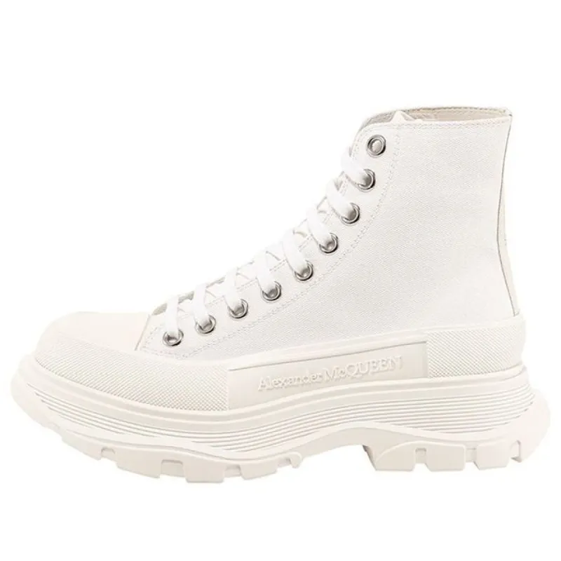 (WMNS) Alexander McQueen Tread Slick Boot 'Canvas White White' 611706W4MV29000 sold by KicksCrew