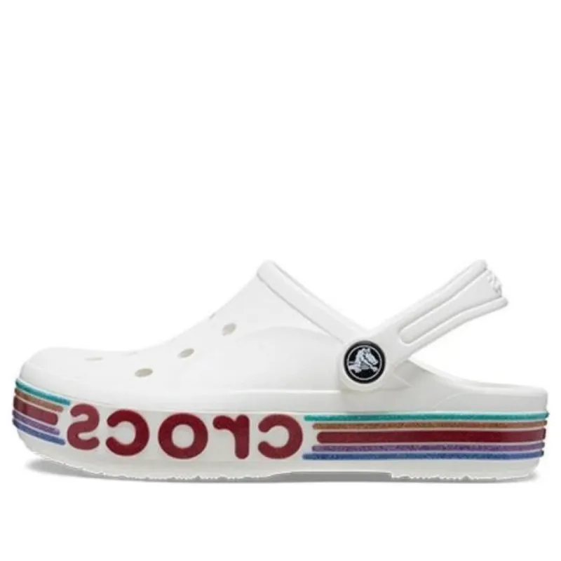 (GS) Crocs Bayaband Rainbow Glitter Clogs 'White Red' 209731-100 sold by KicksCrew