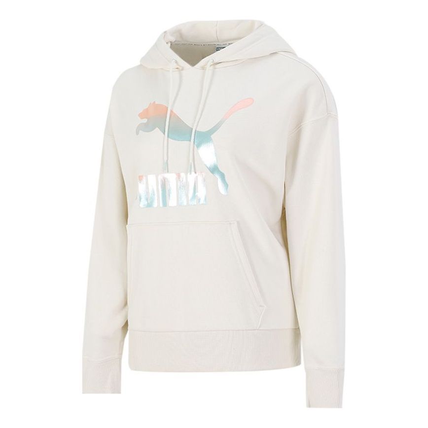 (WMNS) Puma Classics Logo Hoodie 'Beige Pink Blue' 531385-88 sold by KicksCrew