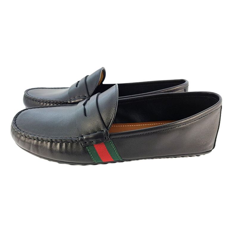 Gucci Web Accent Leather Loafers 'Black' 566294-BTRE0-1060 sold by KicksCrew