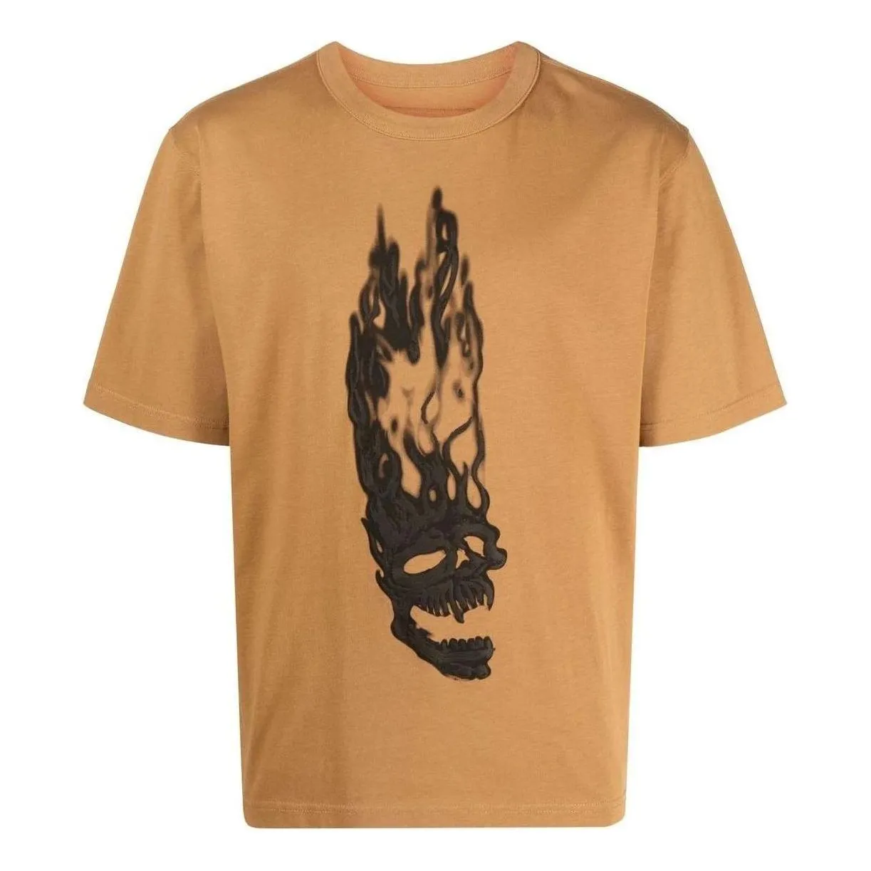 HERON PRESTON Fw22 Flaming Skulls T-shirt 'Tobacco Brown Black' HMAA032F22JER0016410 sold by KicksCrew
