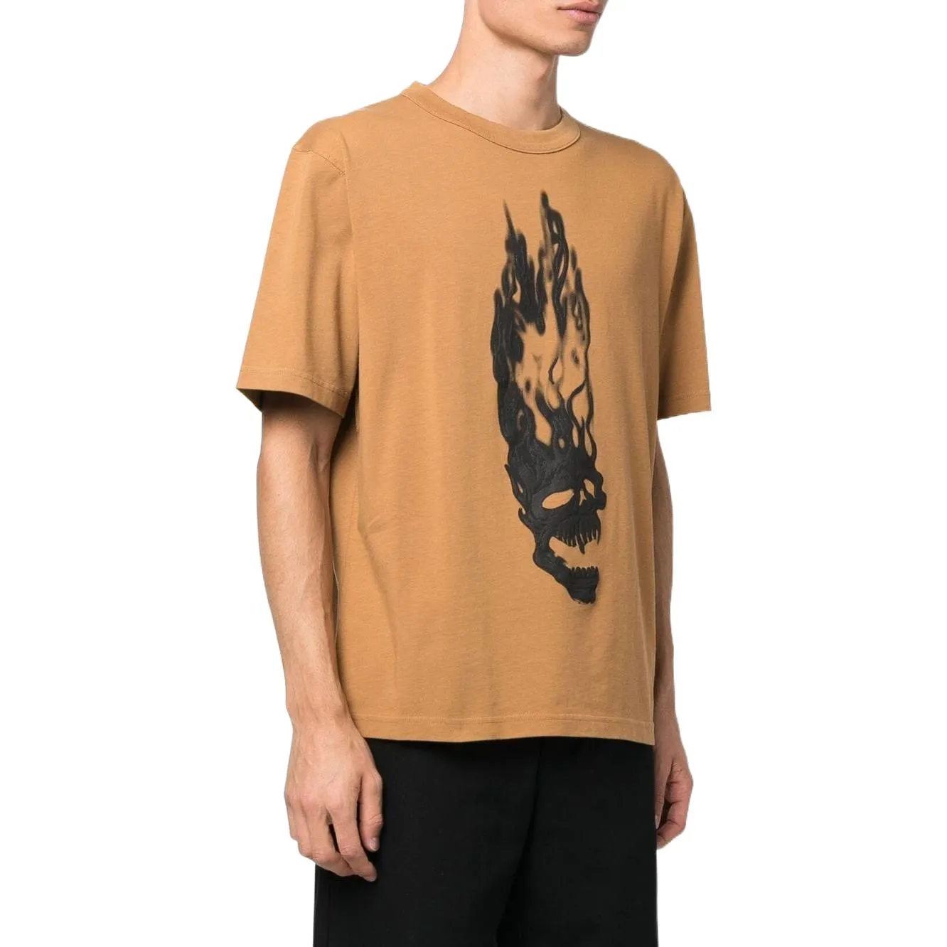 HERON PRESTON Fw22 Flaming Skulls T-shirt 'Tobacco Brown Black' HMAA032F22JER0016410 sold by KicksCrew product image thumbnail 3