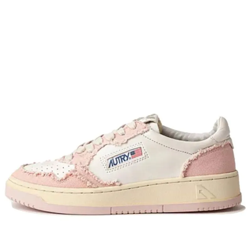 (WMNS) AUTRY Medalist Low Soft Goatskin and Frayed Canvas 'White and Pink' AULW-CB05 sold by KicksCrew