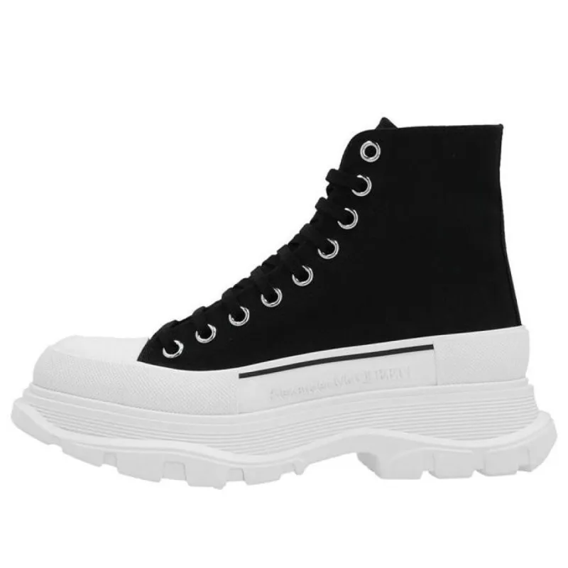 (WMNS) Alexander McQueen Tread Slick Lace Up Boot 'Black White' 611706W4MV21070 sold by KicksCrew
