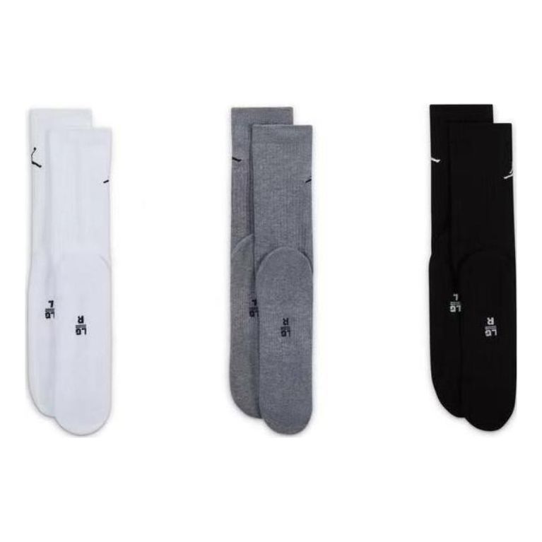 Air Jordan Everyday Crew Socks 3 Pairs 'White Grey Black' DX9632-914 sold by KicksCrew