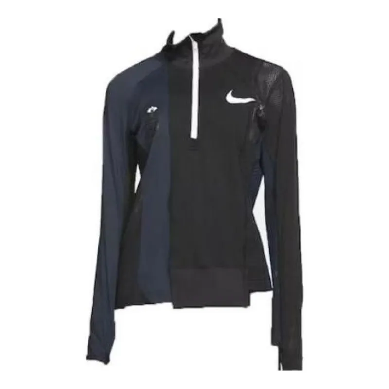 (WMNS) Nike x Sacai Half Zip Running Jacket 'Black Blue' CD6308-010 sold by KicksCrew