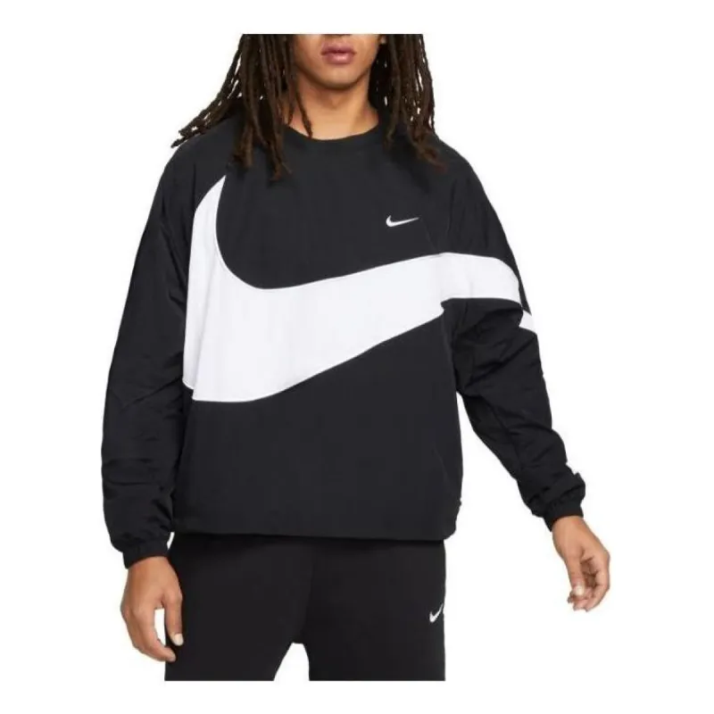 Nike Swoosh Woven Jacket 'Black White' DX0660-010 sold by KicksCrew